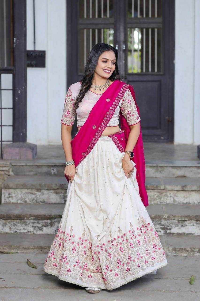 Vichitra Silk Designer Embroidered Lehenga - MYLUXURY LANE ENTERPRISE